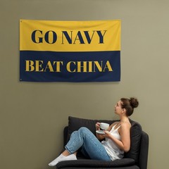 Large Go Navy Beat China Flag Banner (Go Navy Beat Army Parody Flag) [1-Sided]
