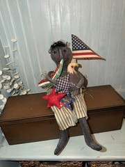 Primitive Art Doll Eagle Patriotic Americana Watermelon