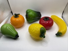 Vintage Glass Fruits and Vegetables Lot of 6 Murano Style Hand Blown Life Size