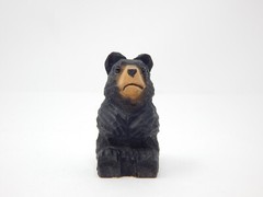 Black Bear Figurine Statue Decor Wood Carving Miniature Small Animal Teddy Smoky