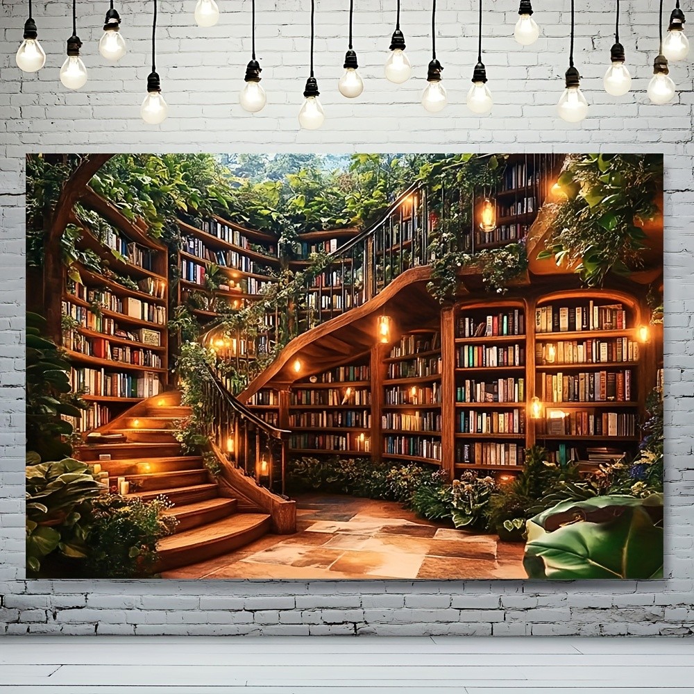 1pc Magic Library Design Background Banner Cloth, Elegant Wall Tapestry for Wedd