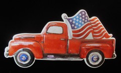 US Patriotic Vintage Style Red Truck Metal Sign