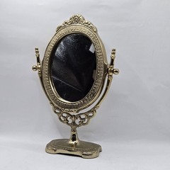 VTG Style Antique Victorian Style Brass Footed Vanity Mirror Adjustable 10″H