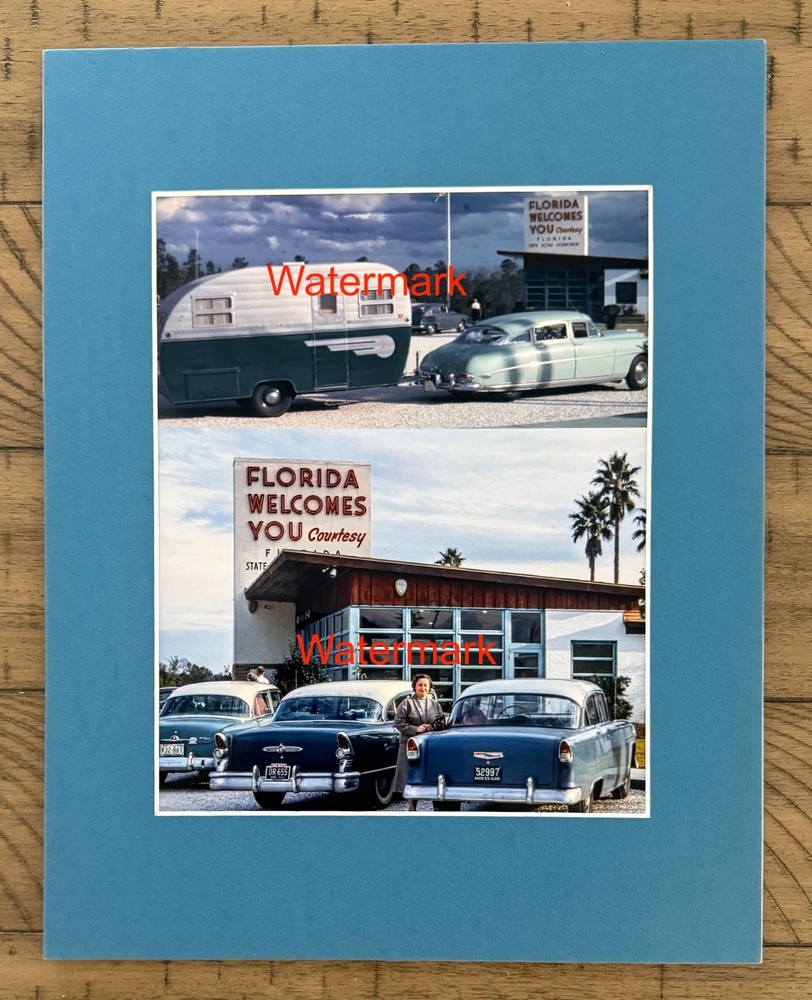 1955 «Florida Welcomes You» 8×10 Print Matted to 11×14