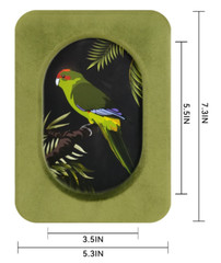 Soft Smooth Green Velvet Picture Frame Round Opening Safari MCM Tiki 4×6 Photo
