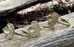 Small Vintage Brass Cherub Angel Wall Hooks Ornate Hollywood Regency Decor X3