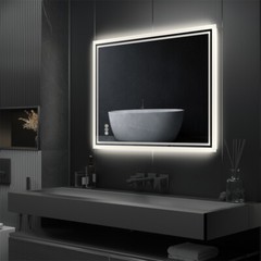 Rectangle Slim LED Bathroom Mirror Hanging Makeup Mirror Demister Sensor Switch