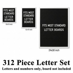 312 PCS 1 Inch White Plastic Letter Board Letters Numbers Replacement Set