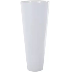 White Glass Trumpet Minimalistic Decorative Floor Vase, 15 In. X 15 In. X 36 In.
