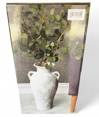 Elements Stoneware Table Vase Rustic White/Gray 17in Decorative