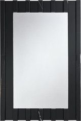 Black Rectangular Accent Mirror with Wood Frame and Tempered Glass