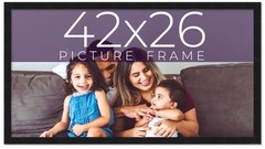 42×26 Frame Black Real Wood Picture Frame Width 0.75 inches | Interior Frame Dep
