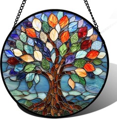 Vibrant Stained Glass Window Hanging 14.9×14.9 in