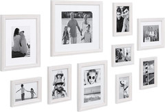 Bordeaux Modern Gallery Wall Kit – 10 Assorted Frames with White-Wash Finish