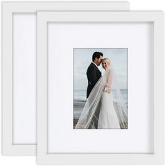 Picture Frames 8×10 2 Pack Nature Solid Wood White for Wall Mounting and Tabl…