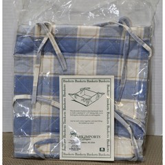 Folding Tie Corner Collapsible Bread Basket Fabric Blue Plaid 8×8 Park Imports