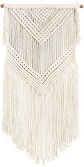 Boho Macrame Woven Wall Hanging Beige 16 in x 36 in Modern Bohemian Tapestry …