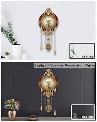 Dia 9-inch Retro Style Vintage Wood Indoor Wall Clock with Swinging Pendulum …