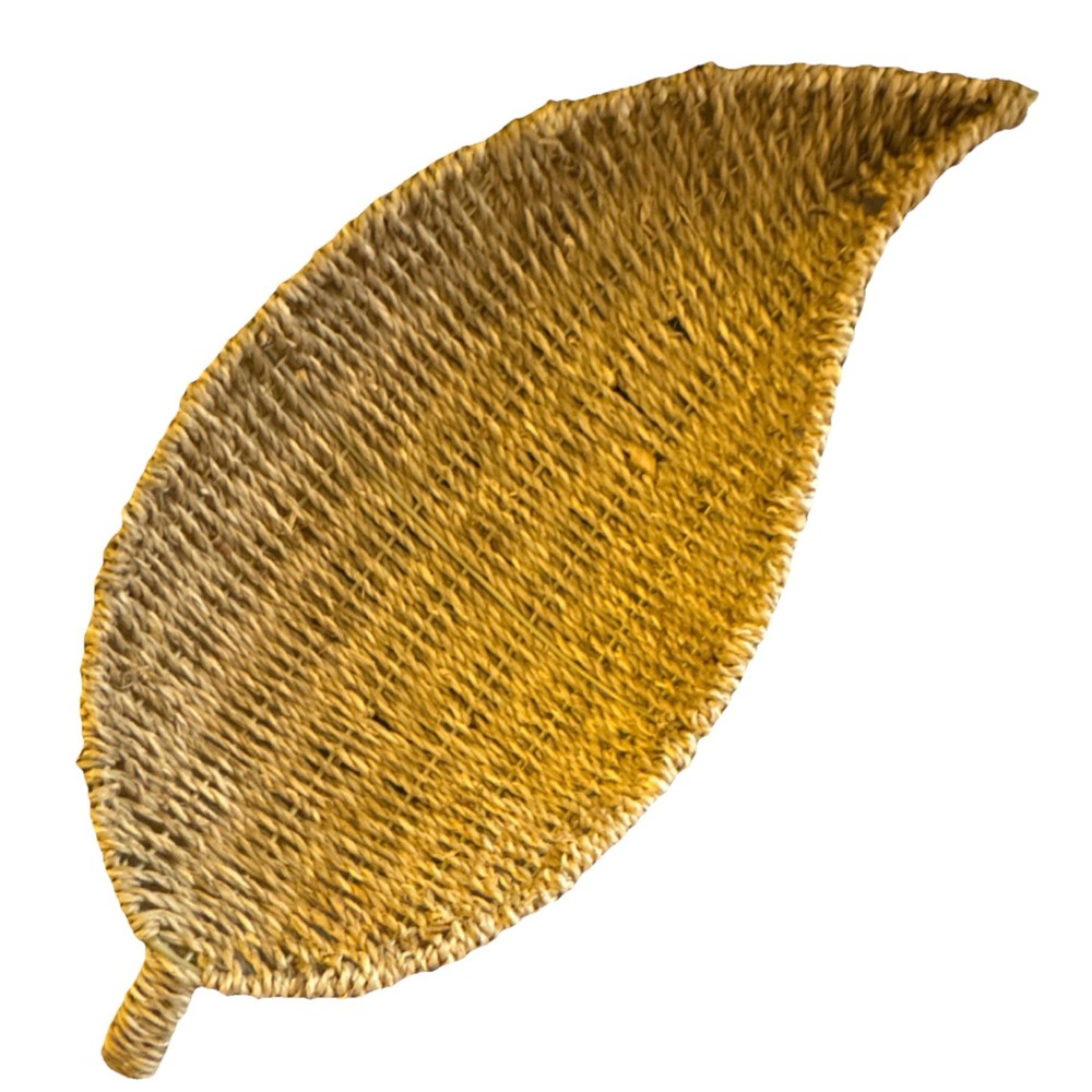 Wicker Leaf Decorative Basket with Handle Brown 15 in Freestanding Indoor