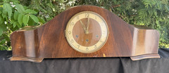 Vintage Mid Century English Tambour Mantle CHIME Clock VIDEO – NEEDS SERVICE