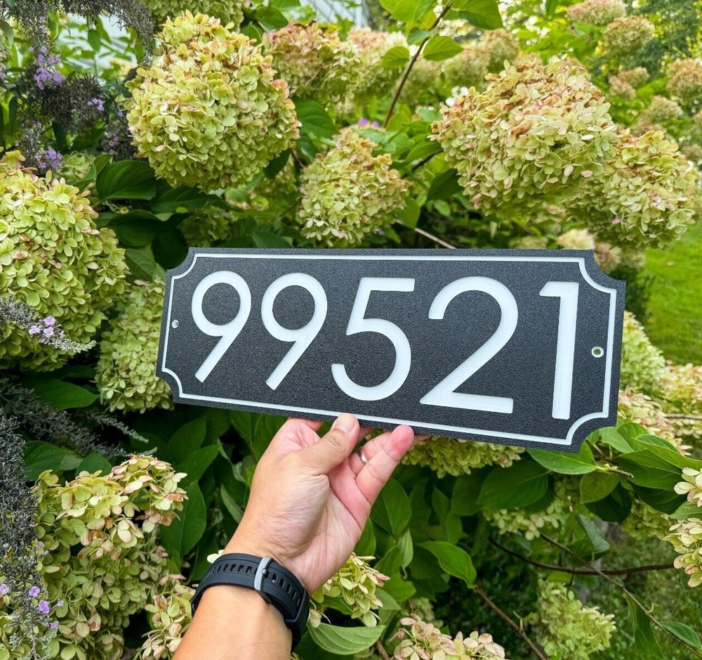 Engraved Personalized Custom House Home Number Street Address HDPE Sign 5In
