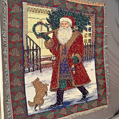 NEW – CHATHAM Santa Christmas Tapestry Throw Blanket 56X62” Vintage 90s CMI RARE