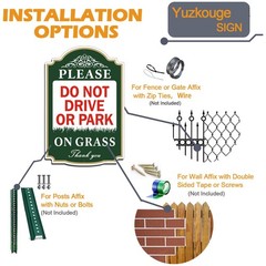 Yuzkouge Please Do Not Drive or Park On Grass Sign – 2 12 x 8 inches, Green