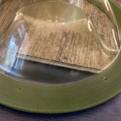 STUNNING ART DECO GREEN GLASS DIVIDED NIBBLES SERVING BOWL DISH Gold Key MCM