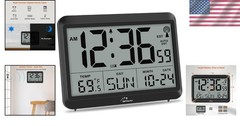 Battery Operated Atomic Clock – Silent, Multi-Time Zone with Temperature Display