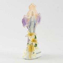 God Bless You Battery Operated 8″ Illuminated Cross with Mother Mary Figurine