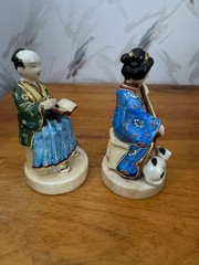 Vintage Ardalt Lenwile Hand-Painted Porcelain Asian Musician & Scholar Figurine