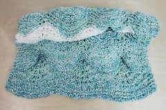 Afghan Throw Lap Oversized Scarf Blanket Knitted 24×88″ Teal Green White Chevron