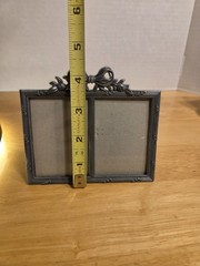 Vintage Double Wallet Size «Russ» Ornate Frame, Pic Opening 2 1/8″x 3″