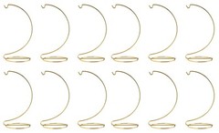 8 Inch Tall Bright Gold Ornament Display Stand Wire Hanger Holders, Pack of 12