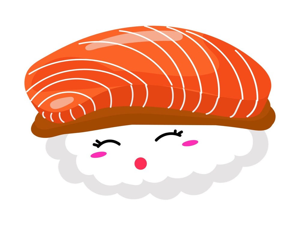 4” Sushi Sticker Salamon Rice Japanese Chops Sticks Wasabi Seaweed Raw Fish