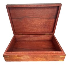 Large Mango Wood Engraved Box with Brass Inlays