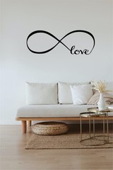 Wall Stickers Bedroom Decor Infinity Symbol Word Love Vinyl 7» X 22», Black