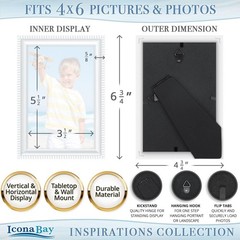 4×6 White Picture Frame with Easel Back for Vertical or Horizontal Display