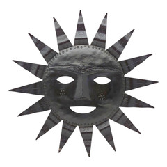 Smiling Sun Face Wall Hanging Decor – 15″ Large vtg Black Metal Indoor Outdoor