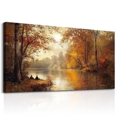 Large Canvas Wall Art Yellow Tree Landscape Painting 20×40 Inch