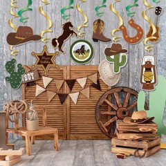 10PCS Western Cowboy Party Swirls Streamers – Western Theme Birthday Hanging …