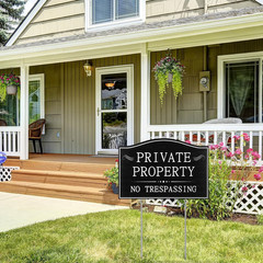 Maitys 4 Pcs Private Property No Trespassing Signs with 15 Metal Stakes 11.8 X 7