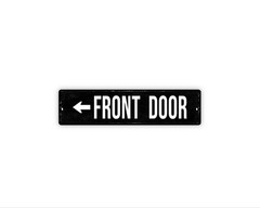 Front Door Arrow Sign Metal Wall Decor for Business Entry, Directional Wayfind