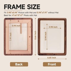 Natural Wood Picture Frame 5×7 4×6 – Solid Black Walnut, Tabletop Display, Horiz