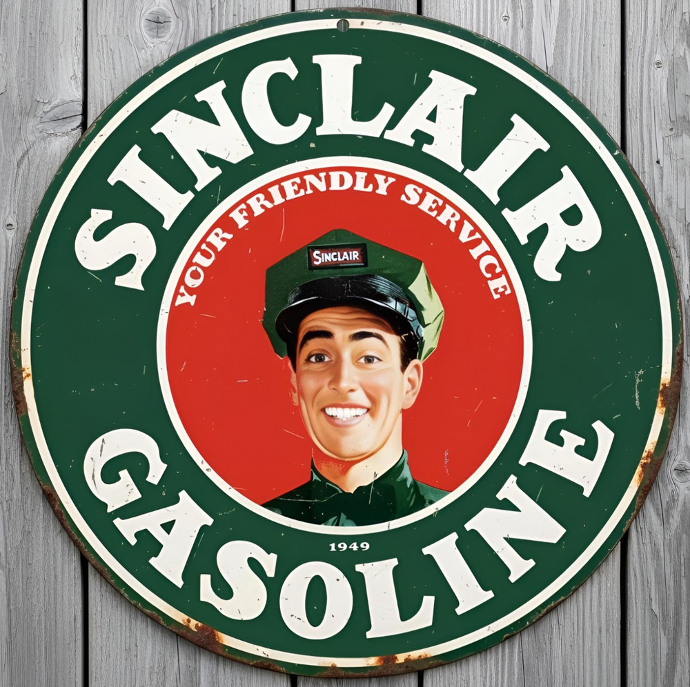 Sinclair Gasoline 12″ Diameter Vintage Novelty Metal Sign Made In USA