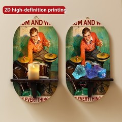 2D Bohemian Vintage Drum Wine Wall Shelf Multi-Functional Key Holder Home Decor