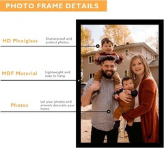 8X12 Picture Frames Black 1 or 2-Pack HIGH Definition Glass Front Cover Displays