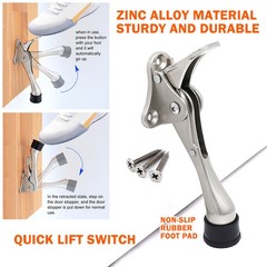 Heavy Duty Kickdown Door Stopper, One Touch Adjustable Kickdown Door Stop