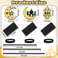 3 Pcs Ramadan Eid Mubarak Decorations Wooden Set, Islamic Ramadan Decorations…