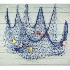 Fish Net Wall Decor with Shells Decorative Nautical Ocean Theme Party Ornamnent